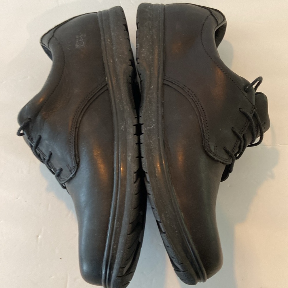 L.L. Bean Black Leather Work Oxfords No Skid Sole Tie Up Laces. Size 14W - Picture 8 of 13